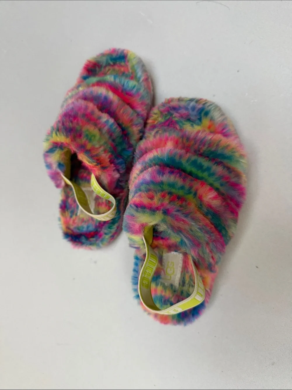 UGG Kids Multicolor Rainbow Fuzzy Slide Slippers